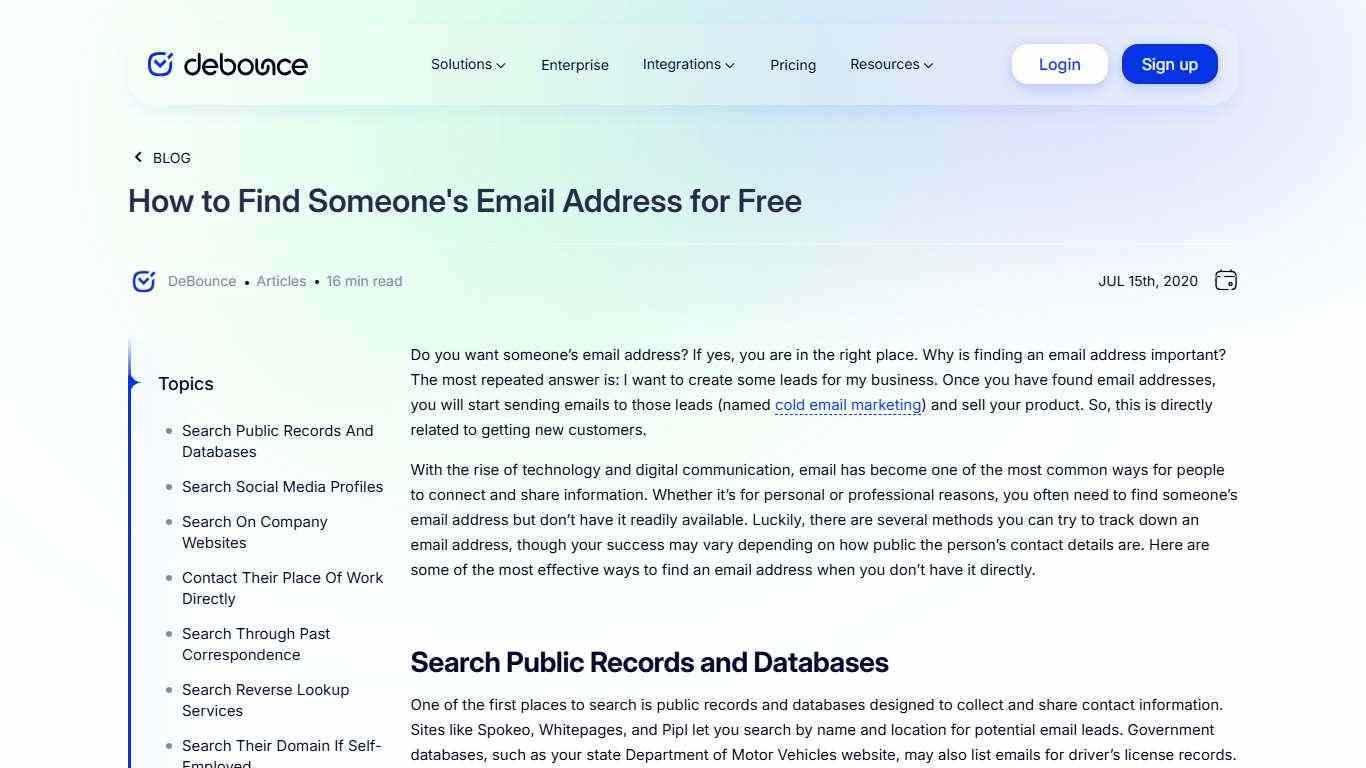 How to Find Someone's Email Address for Free - DeBounce